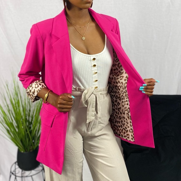 Leopard Cuffed Blazer - Picture 2 of 6